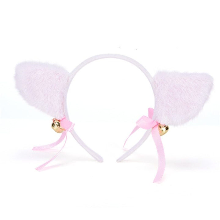 Plush cat ears headband Bells anime show ball headwear Maid catwoman cosplay hairpin